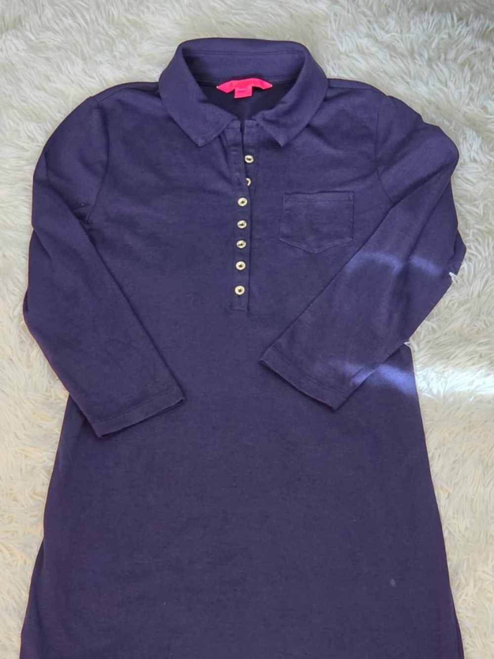 Lilly Pulitzer Reema 3/4 Long Sleeve Polo Dress True Navy